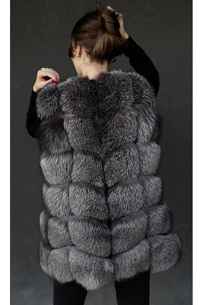 Vesta de blana naturala de vulpe Blue Frost , Britney, R6, Carolina Design