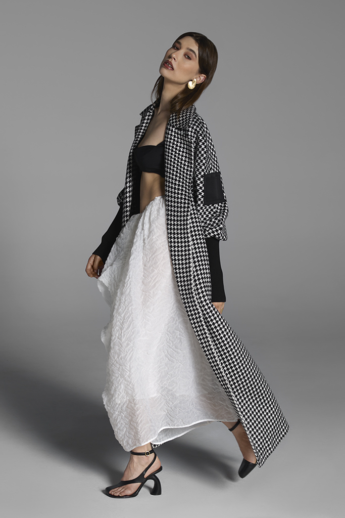 Palton din Cașmir, Alb - Negru, Casi, Carolina Design