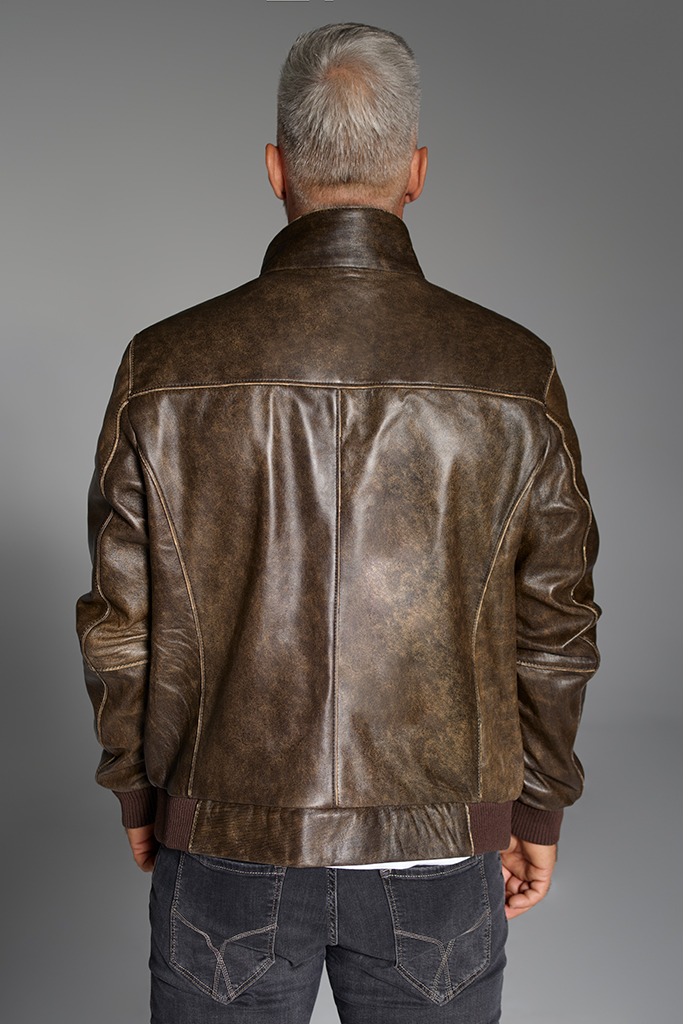 Geaca din piele naturala nappa, Oversized, Brown, Carolina Design