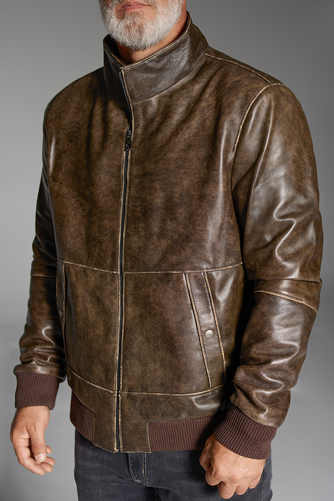 Geaca din piele naturala nappa, Oversized, Brown, Carolina Design