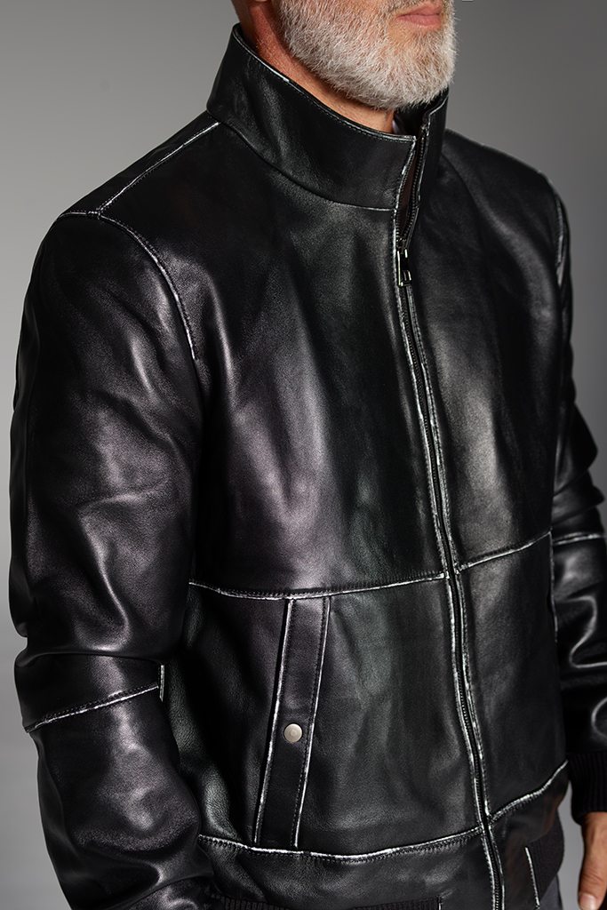 Geaca din piele naturala nappa, Oversized, Black, Carolina Design