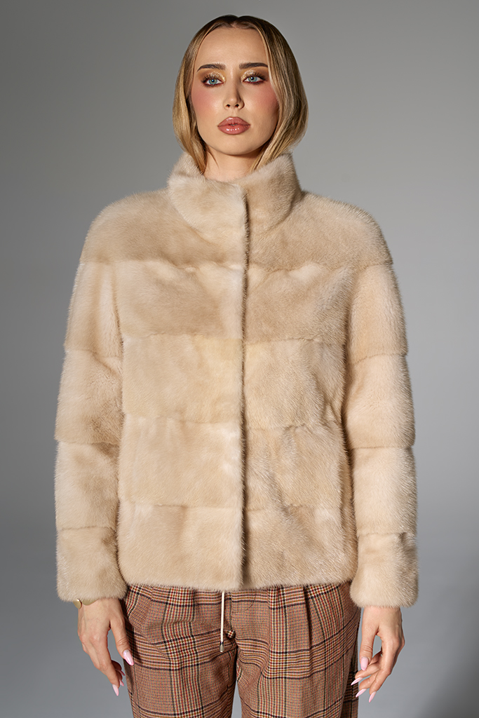 Haina din blana naturala de vizon (nurca), Palomino, Carolina Design