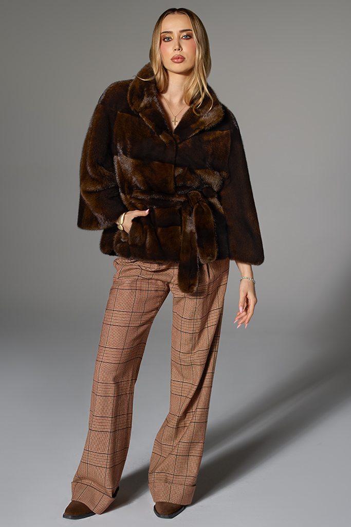 Poncho din blana naturala de vizon (nurca), Demibuff, Carolina Design