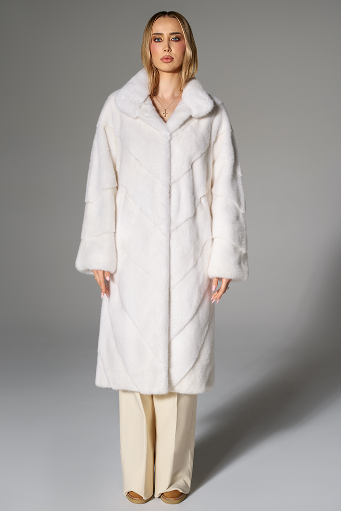 Haina de blana naturala de vizon (nurca), White, Carolina Design