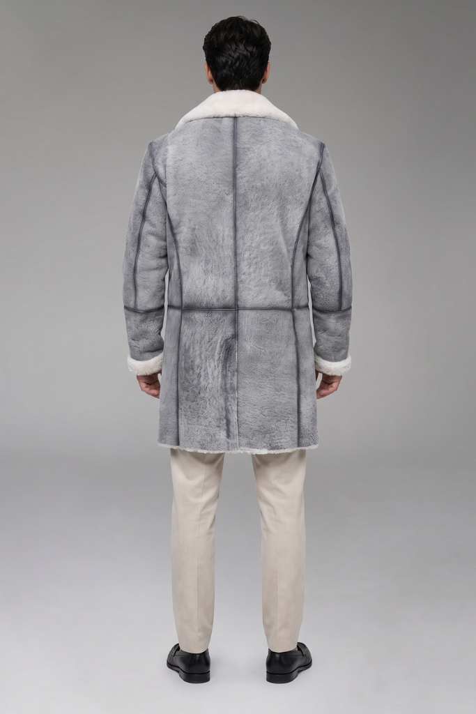 Cojoc bărbătesc din miel Merinos spaniol, gri vintage, TH 196, Lorenzo, Carolina Design Cojoc bărbătesc din miel Merinos spaniol, gri vintage, TH 196, Lorenzo, Carolina Design