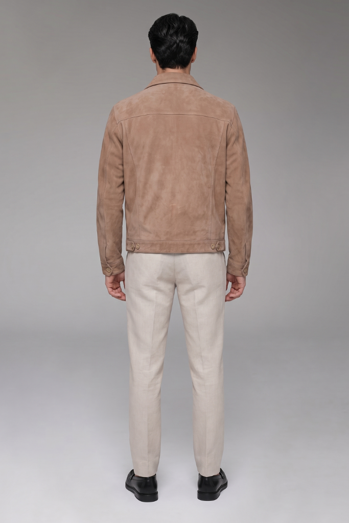 Cămașă din piele naturală întoarsă, EZ 10087, Beige, Alessio, Carolina Design Cămașă din piele naturală întoarsă, EZ 10087, Beige, Alessio, Carolina Design