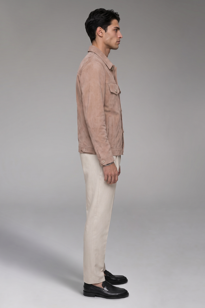 Cămașă din piele naturală întoarsă, EZ 10087, Beige, Alessio, Carolina Design Cămașă din piele naturală întoarsă, EZ 10087, Beige, Alessio, Carolina Design