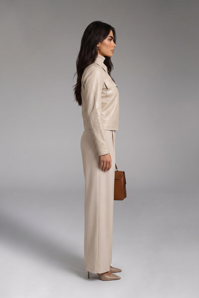 Jachetă din piele naturală reversibilă cu două fețe, Selene, Taupe Bej , DELUX Carolina Design Jachetă din piele naturală reversibilă cu două fețe, Selene, Taupe Bej , DELUX Carolina Design