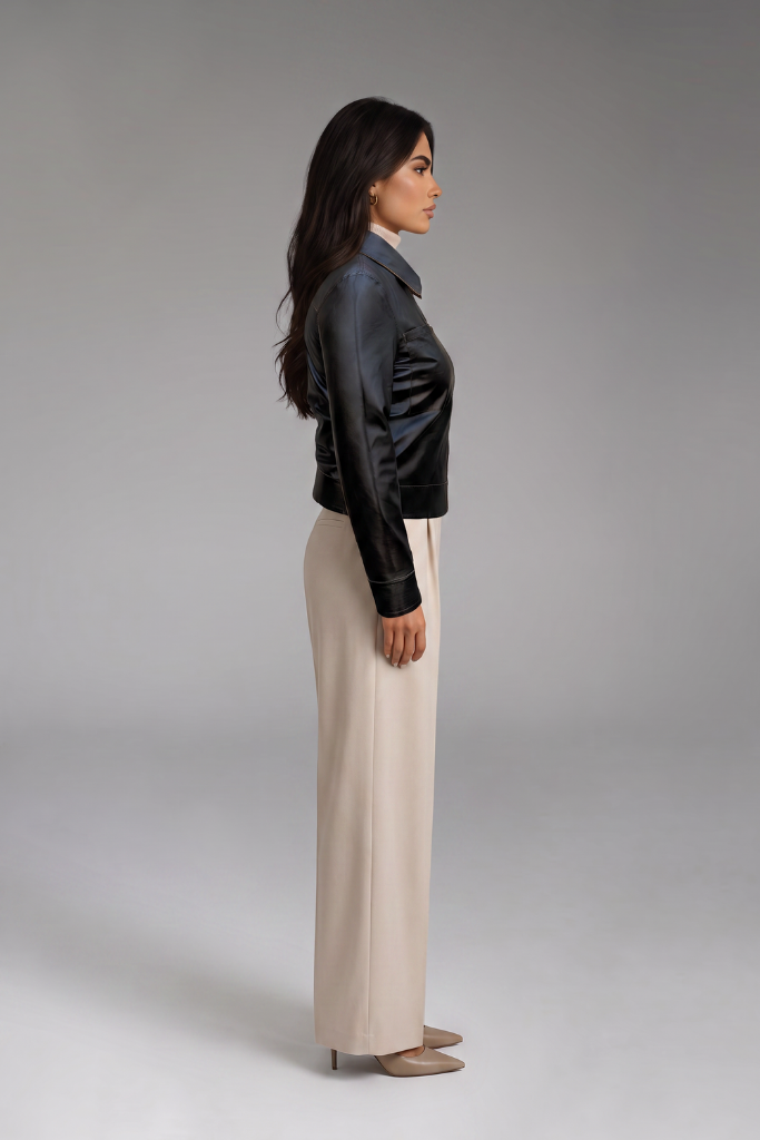 Jachetă din piele naturală reversibilă cu două fețe, Selene, Yellow/Negru , DELUX Carolina Design Jachetă din piele naturală reversibilă cu două fețe, Selene, Yellow/Negru , DELUX Carolina Design