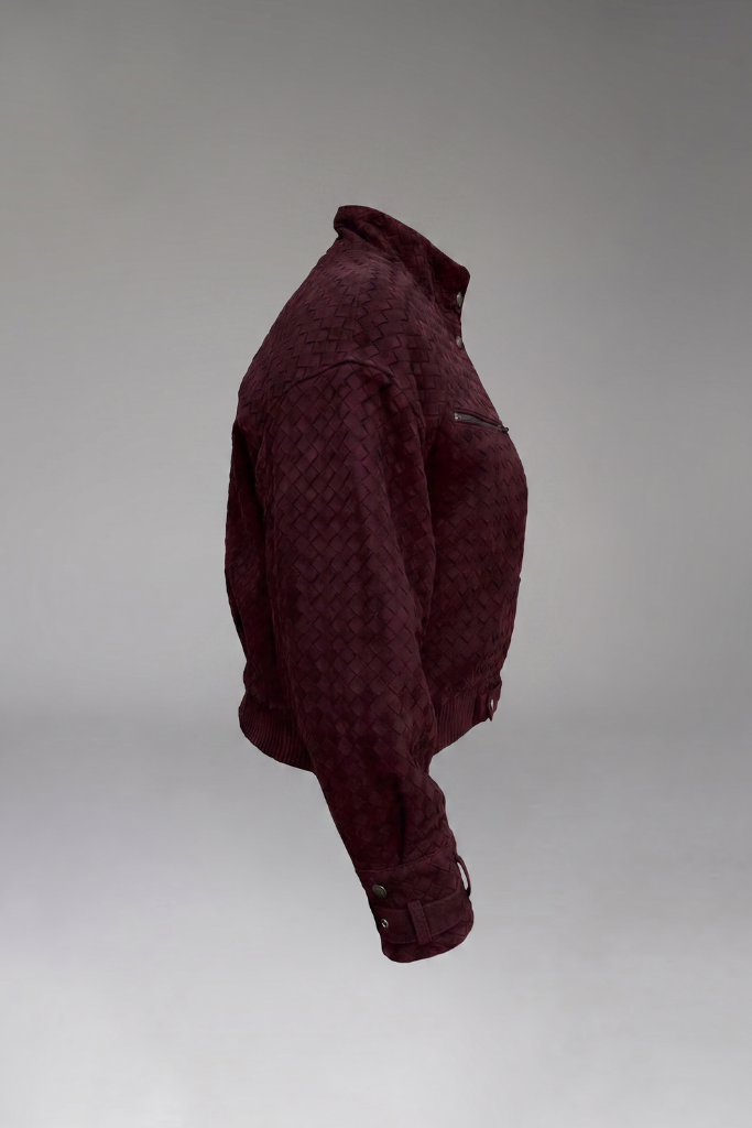 Haină din piele naturală velur împletită, Elara, Burgundy, DONNA BT Carolina Design Haină din piele naturală velur împletită, Elara, Burgundy, DONNA BT Carolina Design