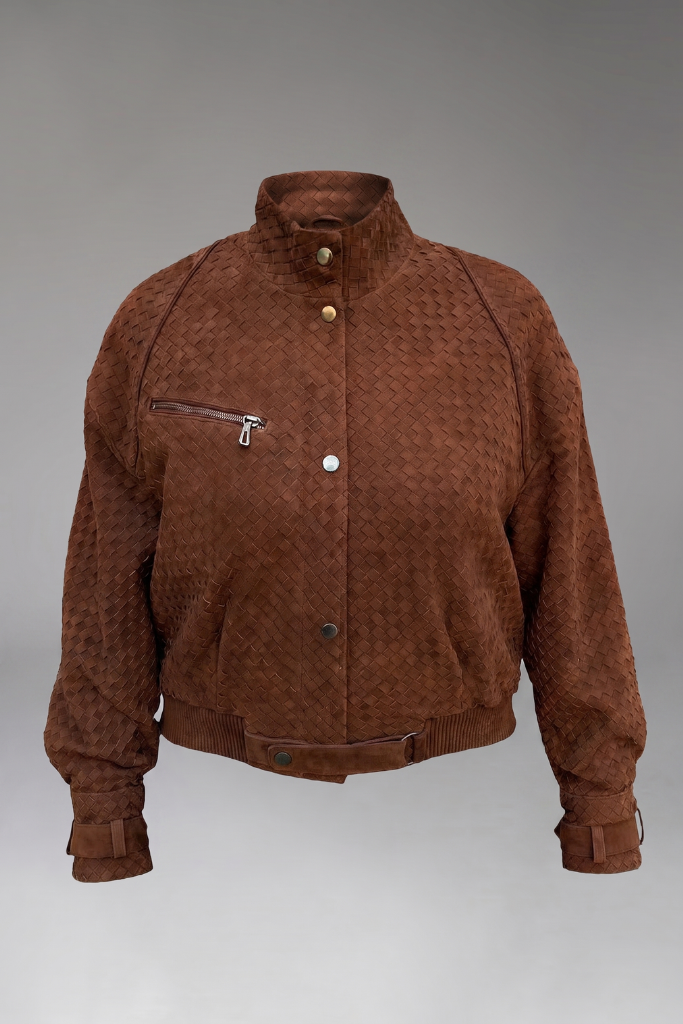 Haină din piele naturală velur împletită, Elara, Brown, DONNA BT Carolina Design Haină din piele naturală velur împletită, Elara, Brown, DONNA BT Carolina Design