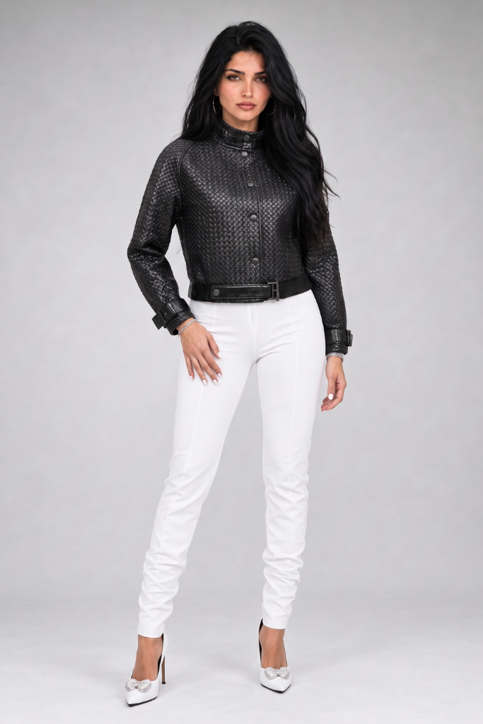 Haina din piele naturala impletita, Black, Carolina Design