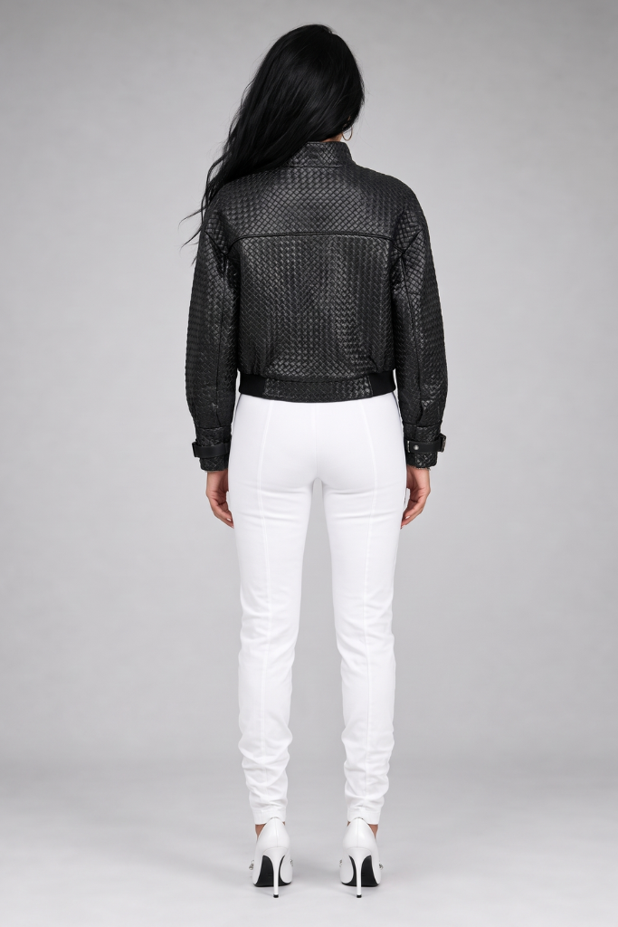 Haina din piele naturala impletita, Black, Carolina Design Haina din piele naturala impletita, Black, Carolina Design