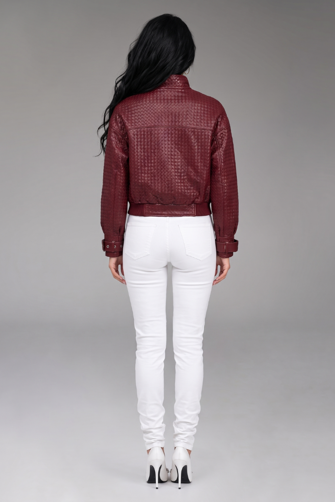 Haina din piele naturala impletita, Burgundy, BT01 Carolina Design Haina din piele naturala impletita, Burgundy, BT01 Carolina Design