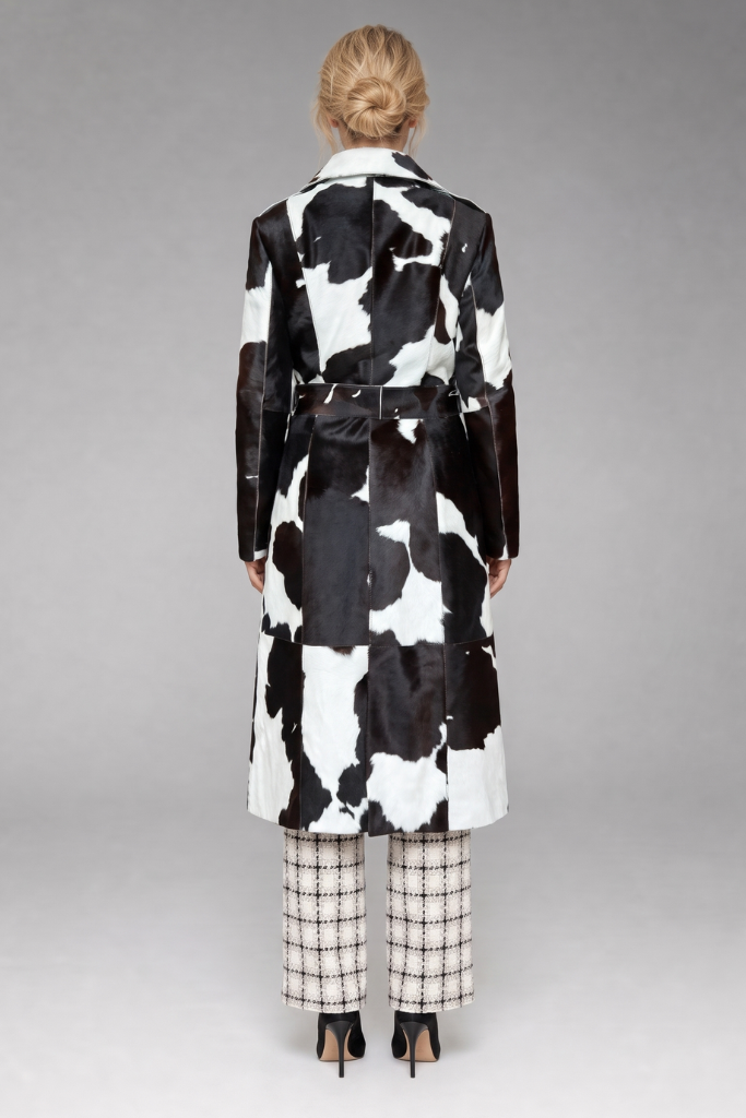 Trench din piele naturală de vițel, CAVALINO.115, Isadora, Alb/Negru, Carolina Design Trench din piele naturală de vițel, CAVALINO.115, Isadora, Alb/Negru, Carolina Design