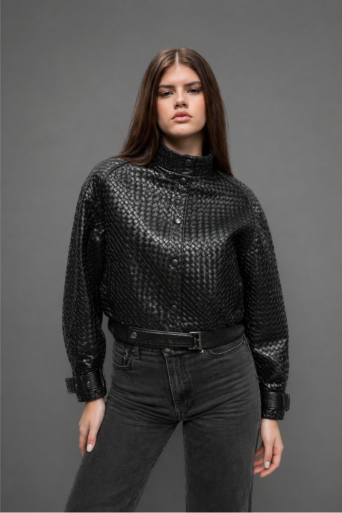 Haina din piele naturala impletita, Black, Carolina Design