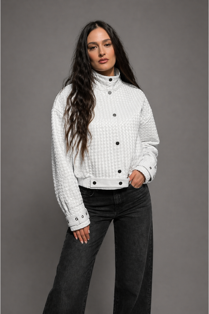 Haina din piele naturala impletita, White, Carolina Design