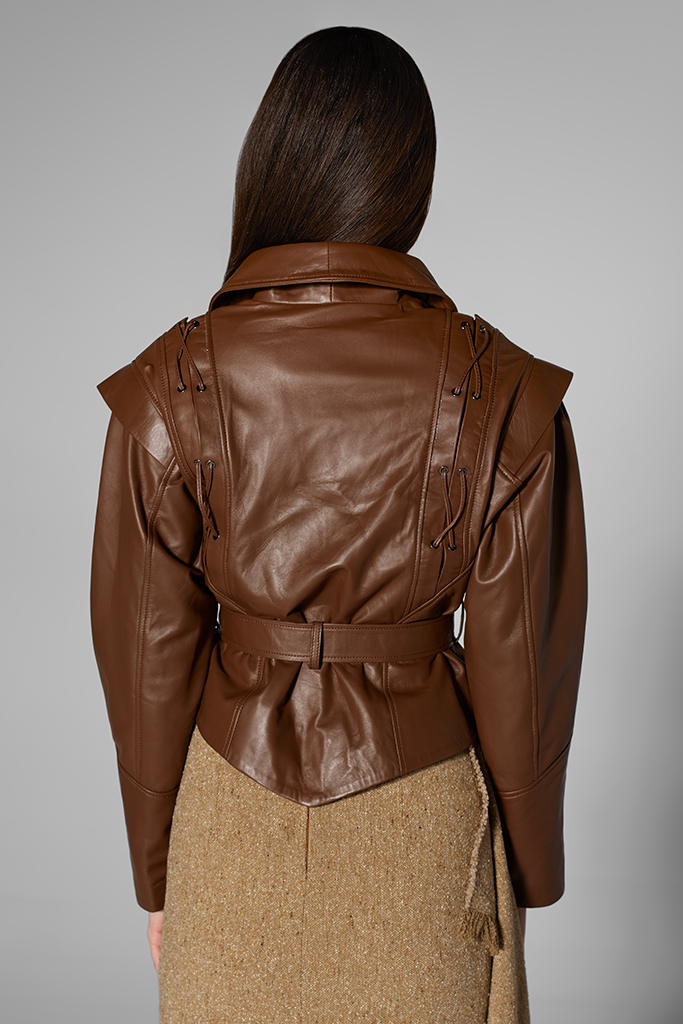 Geaca de piele naturala, Chocolate, Carolina Design