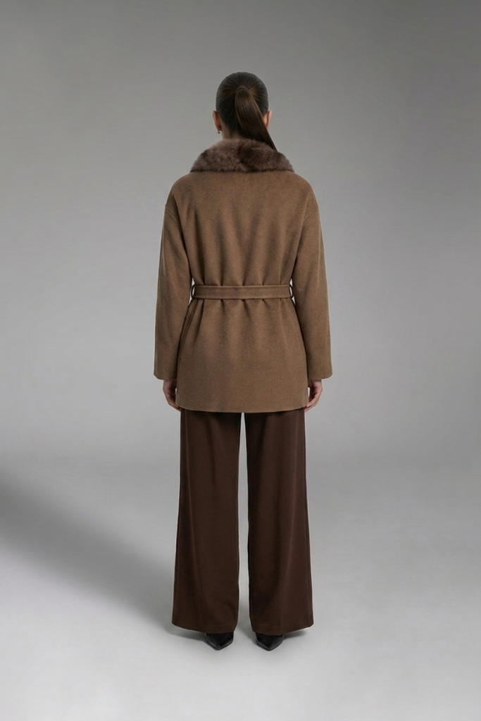 Palton Alpaka Zibellino cu blana naturala de vulpe samur in lungime, Maro, Octavia, Carolina Design Palton Alpaka Zibellino cu blana naturala de vulpe samur in lungime, Maro, Octavia, Carolina Design