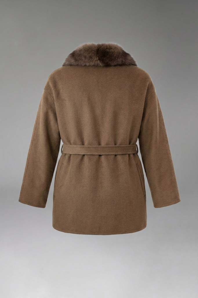 Palton Alpaka Zibellino cu blana naturala de vulpe samur in lungime, Maro, Octavia, Carolina Design Palton Alpaka Zibellino cu blana naturala de vulpe samur in lungime, Maro, Octavia, Carolina Design