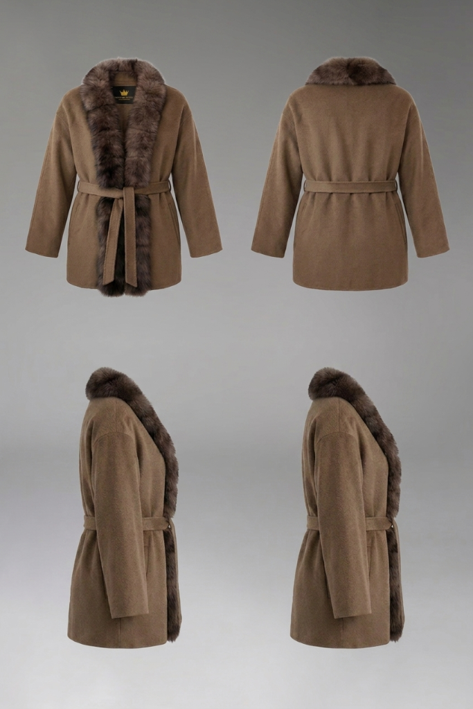 Palton Alpaka Zibellino cu blana naturala de vulpe samur in lungime, Maro, Octavia, Carolina Design Palton Alpaka Zibellino cu blana naturala de vulpe samur in lungime, Maro, Octavia, Carolina Design