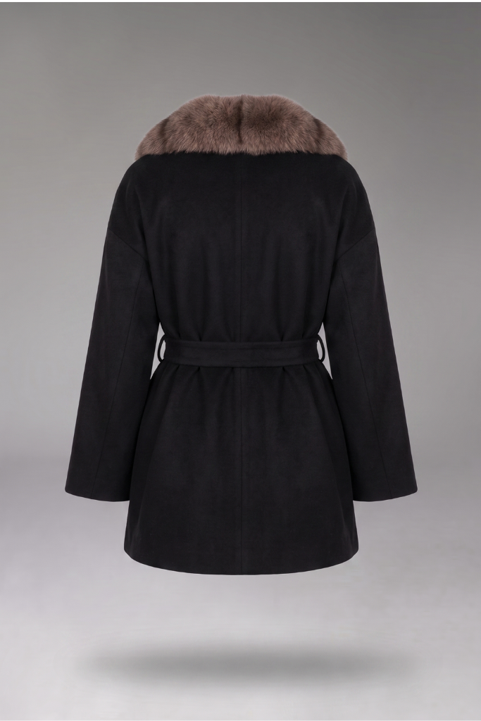 Palton Alpaka Zibellino cu blana naturala de vulpe samur in lungime, Negru, Octavia, Carolina Design Palton Alpaka Zibellino cu blana naturala de vulpe samur in lungime, Negru, Octavia, Carolina Design