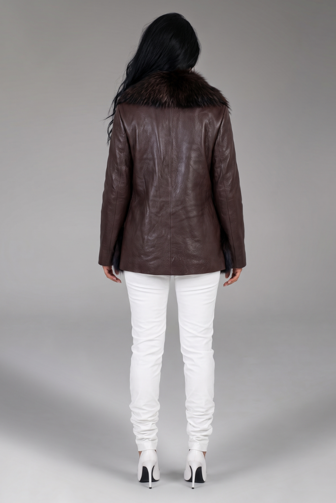 Haină din Piele Naturală Texturată cu Blană de Vulpe Argintie, MK 2663ZG, Evadne, Burgundy, Carolina Design Haină din Piele Naturală Texturată cu Blană de Vulpe Argintie, MK 2663ZG, Evadne, Burgundy, Carolina Design