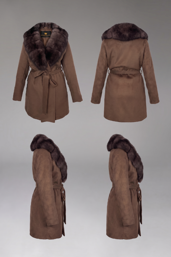 Palton Alpaka Zibellino scurt cu guler din blana naturala de vulpe samur, Maro, Aurelia, Carolina Design Palton Alpaka Zibellino scurt cu guler din blana naturala de vulpe samur, Maro, Aurelia, Carolina Design