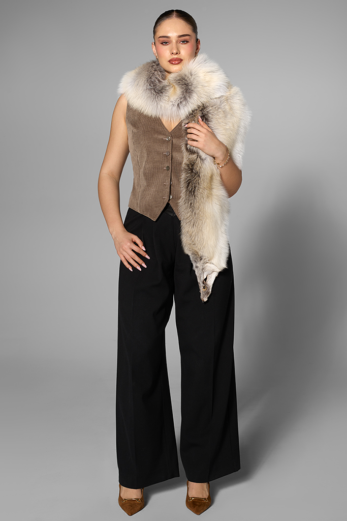 Sal din blana naturala de Vulpe Polara, Golden Island, Carolina Design