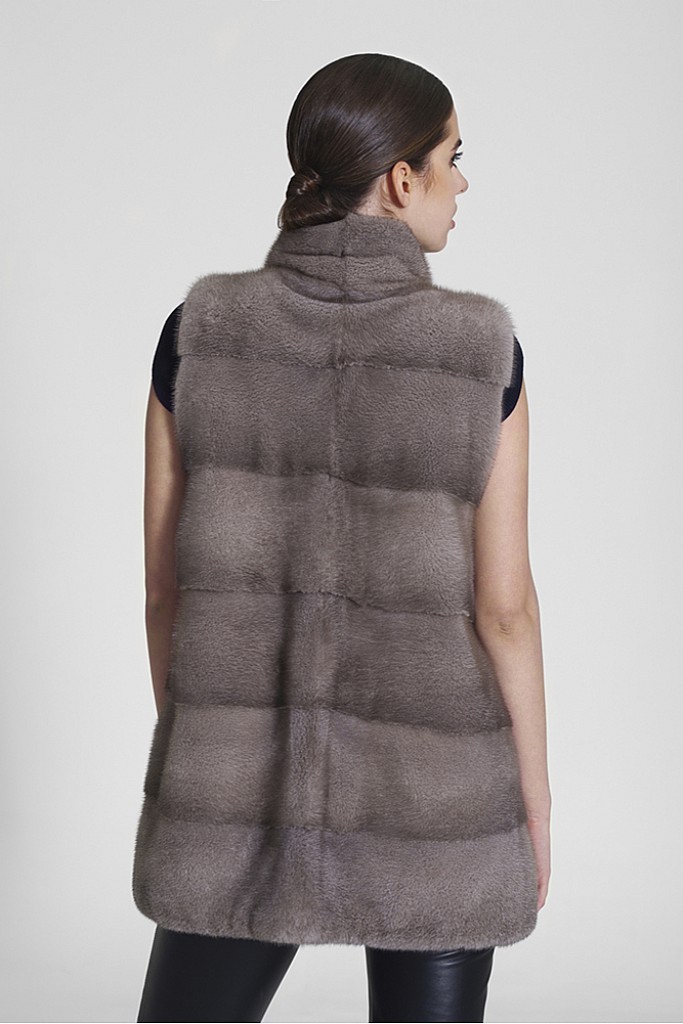 Vesta de blana naturala de vizon ( nurca ) , BETTY.V75 , Blue Iris Carolina Design